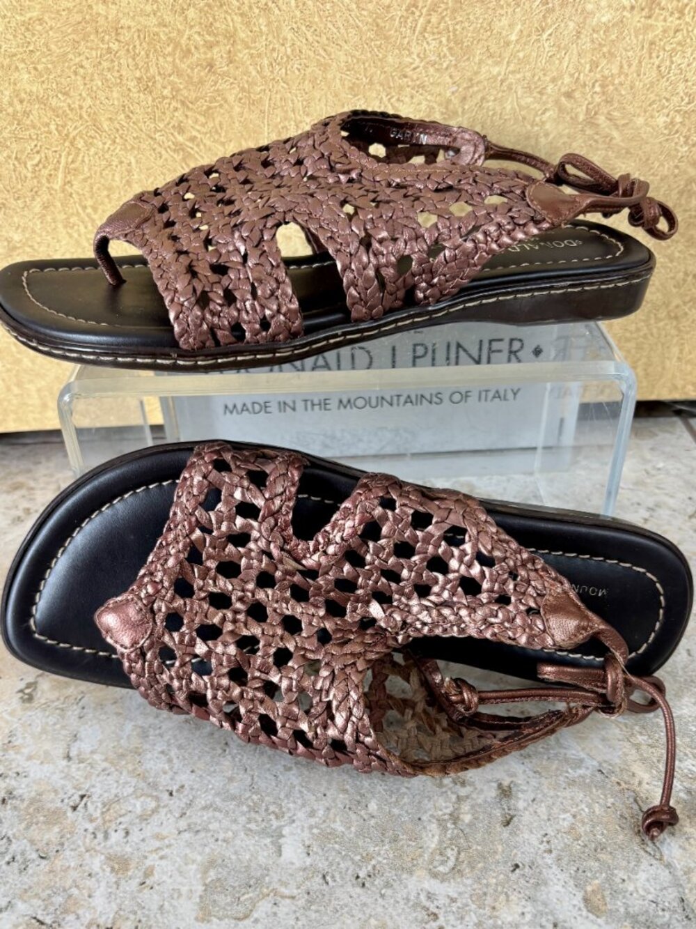 Donald Pliner Copper Metallic Leather Flexible Sole Shoe Sandal New NWT $245 5.5